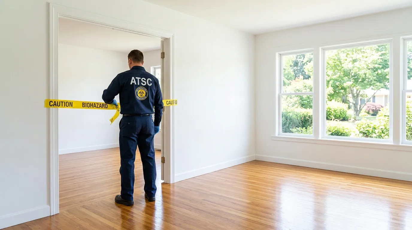 Certified biohazard cleanup crew performing Decomposition Cleanup in Glenarden